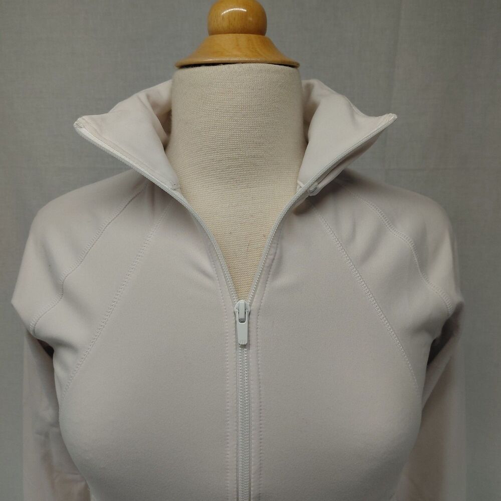 Adidas Fitted LS Zip Front Athleisure Jacket off-white Sz XS - Picture 3 of 10